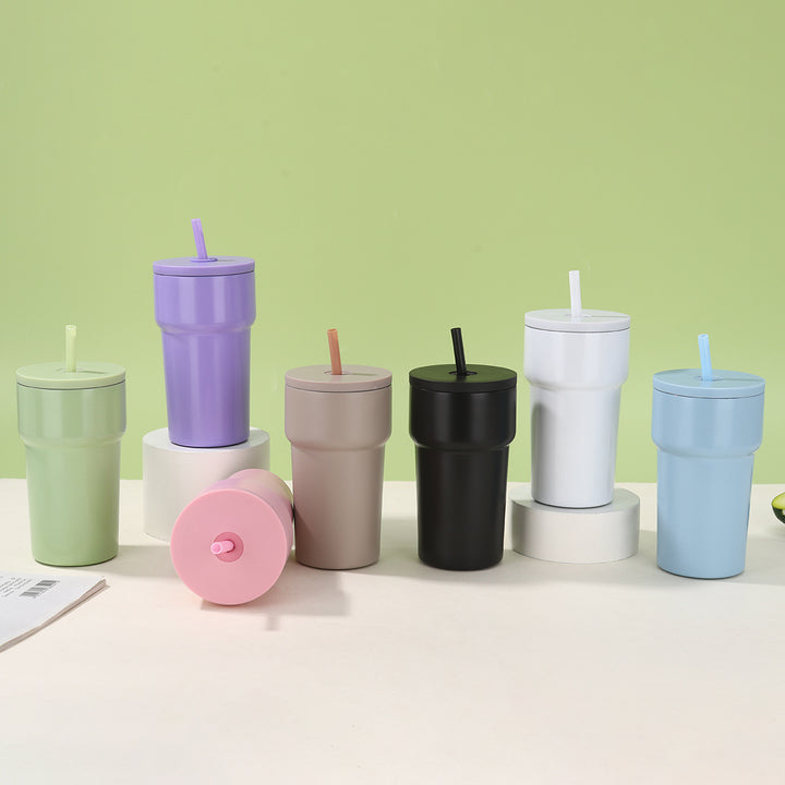 Unisex Insulated Drinking Cup with Dust Protection Lid and Straw Bowlift