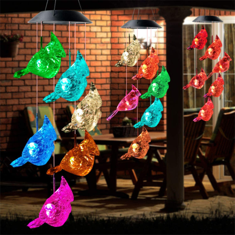LED Solar Butterfly Wind Chime Garden Hanging Light Bowlift