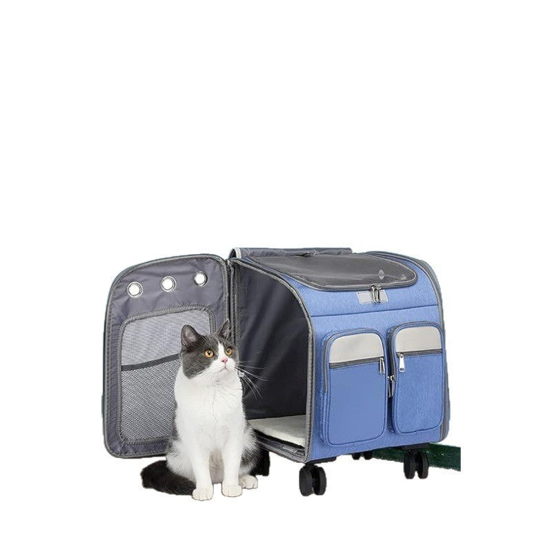 Multifunctional Pet Backpack with Trolley Function Bowlift