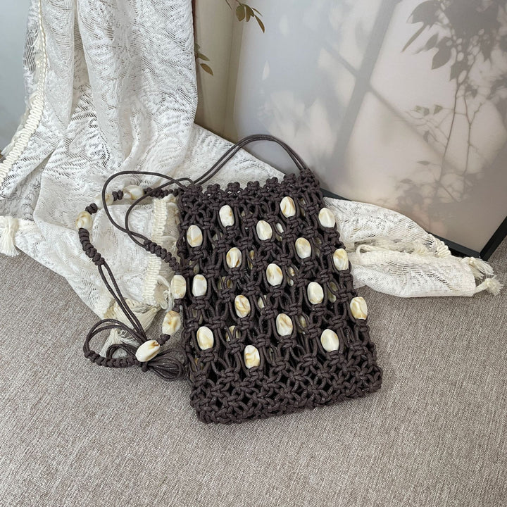 Hand-knotted shoulder bag with shells Bowlift