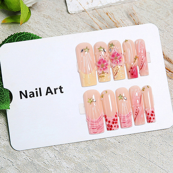 Artistic Nail Tips with Botanical Design Bowlift