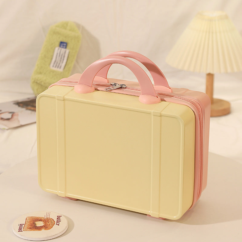 structured hard-shell vanity travel case with dual top handles and lockable zipper Bowlift