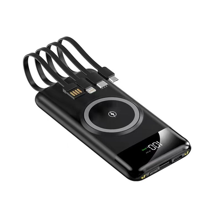Portable power bank with wireless charging function and multifunction cable Bowlift