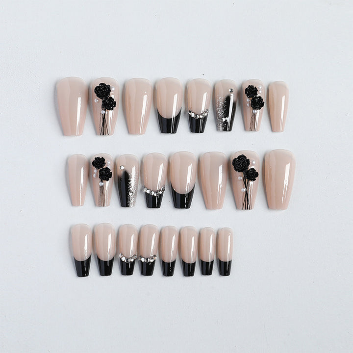 Decorative Rhinestone-Embedded Press-On Nails Bowlift