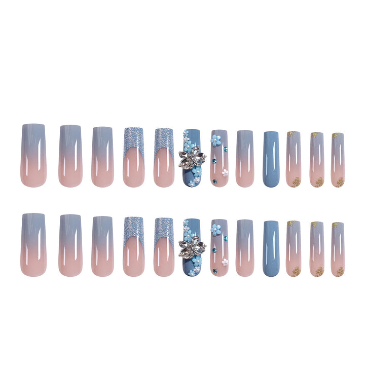 Artistic acrylic nails with flower and glitter design Bowlift