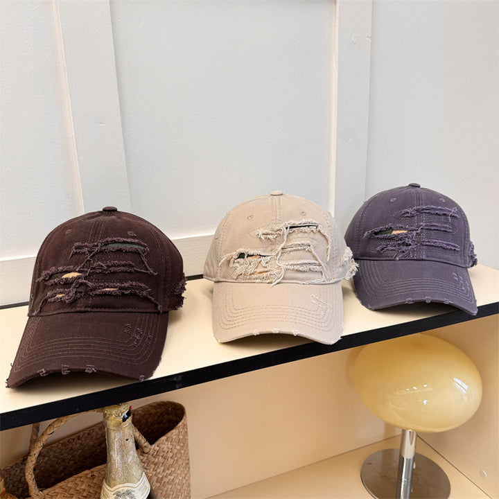 Men's Distressed Denim Baseball Cap Bowlift
