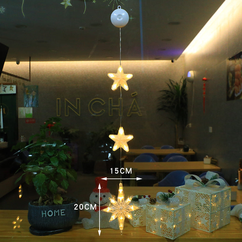 BowLift | Christmas 3pcs LED Light Star Hanging Tree Sucker Window Ornaments