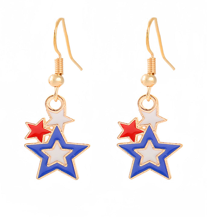 Women's nan patriotic horseshoe enamel dangle earrings with star-accented design and fishhook findings Bowlift
