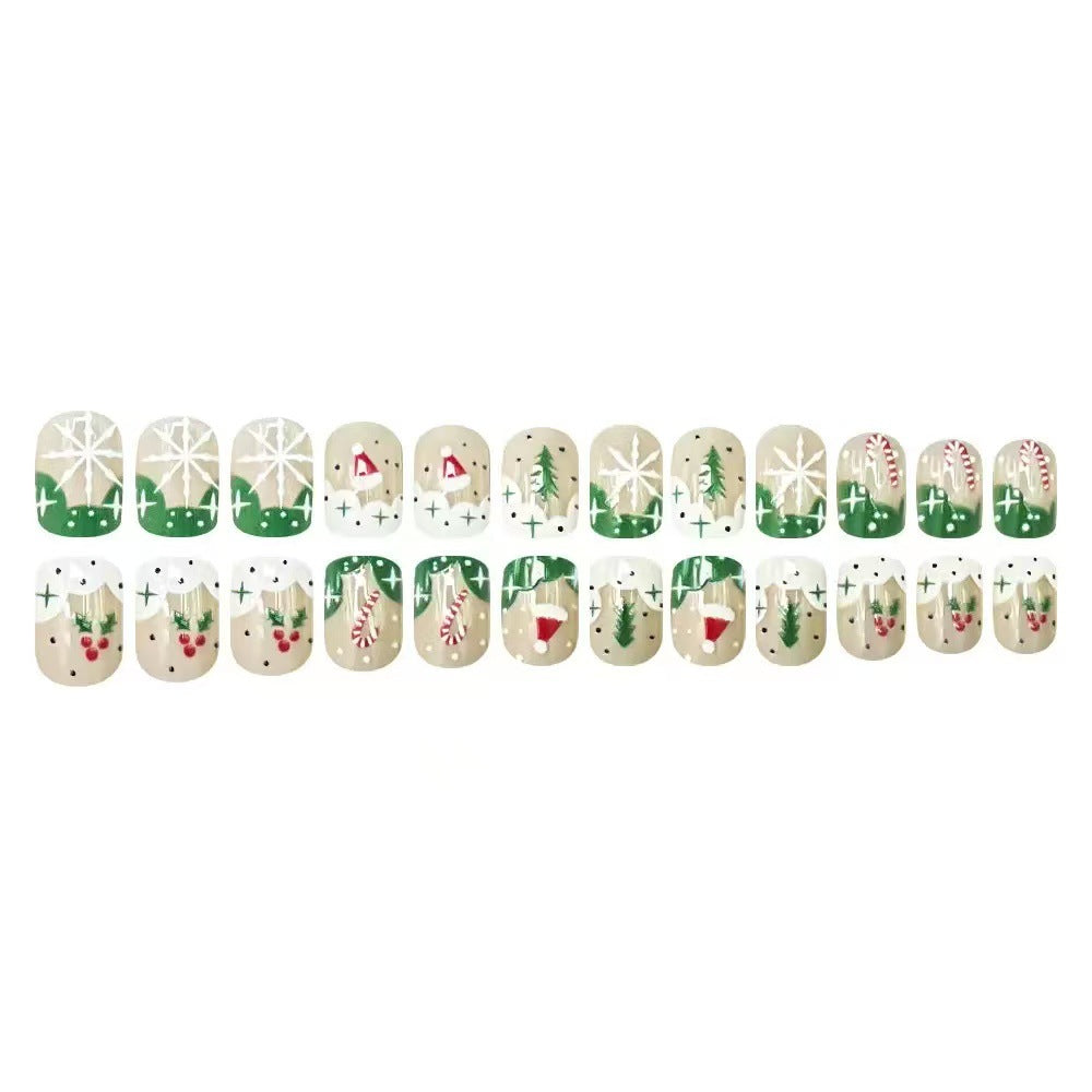 Artificial nail set with Christmas motifs and glitter accents Bowlift