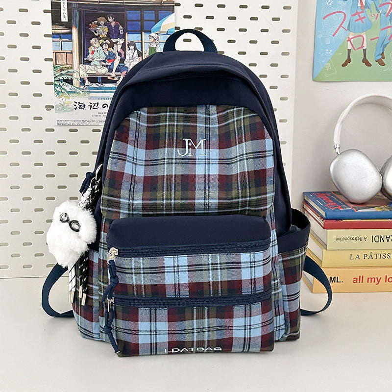 Stylish Plaid School Backpack