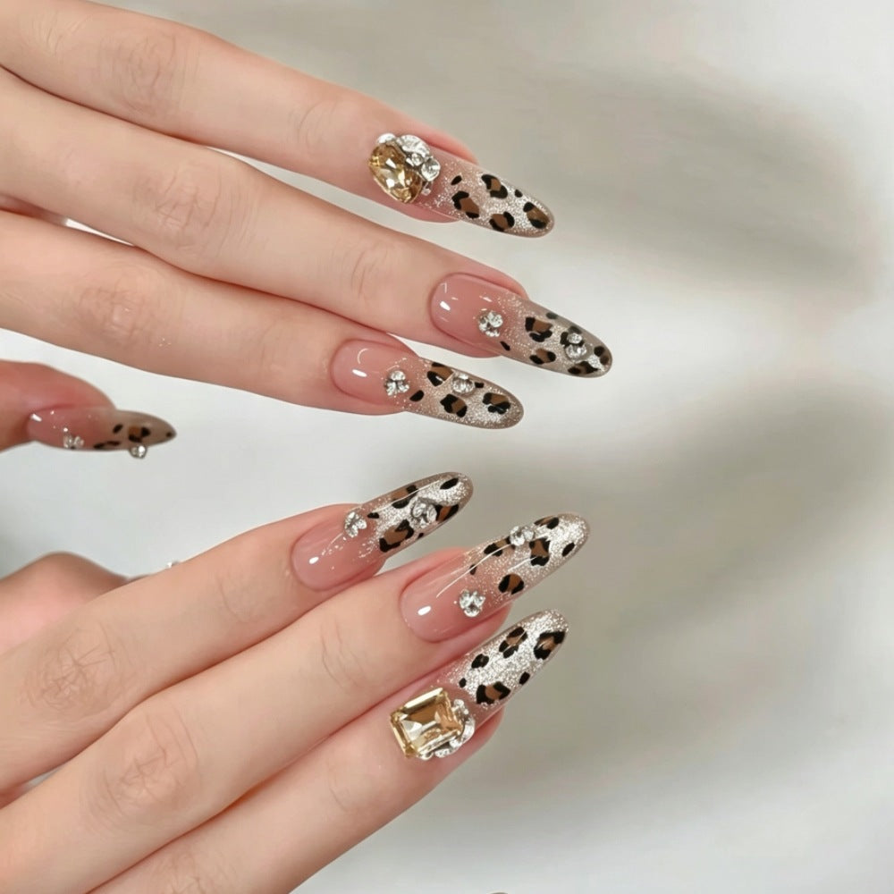 Decorative Long Stiletto Press-On Nails with Rhinestone Accents Bowlift