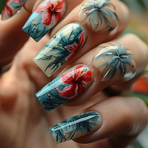 Floral Design Gel Nail Art Bowlift