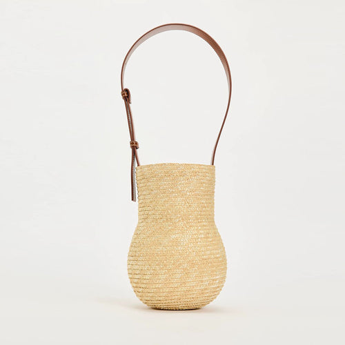 Handmade basket bag with elegant leather strap Bowlift