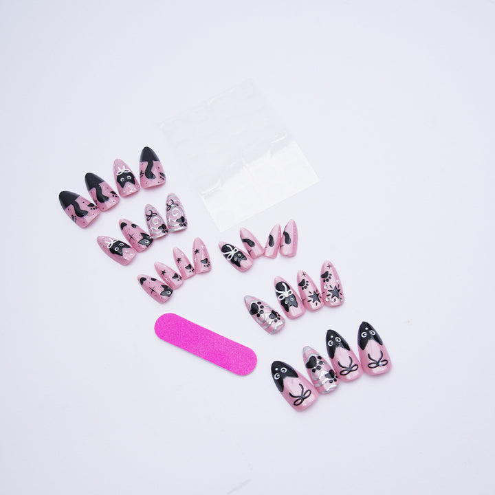 Nail art set with cat pattern Bowlift