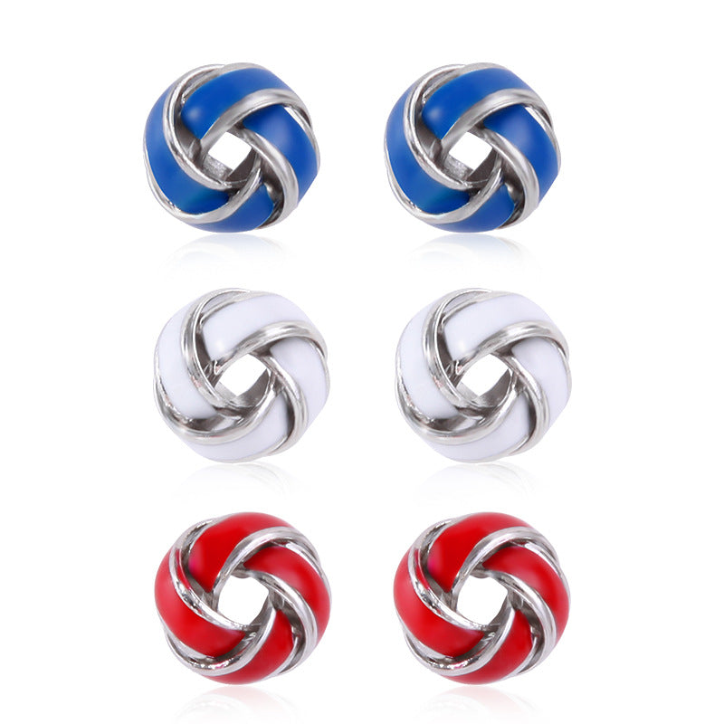 Women's star-shaped enamel earrings with USA flag motif and gold-plated fish Bowlift