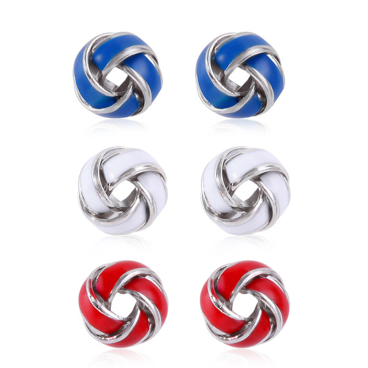 Women's star-shaped enamel earrings with USA flag motif and gold-plated fish Bowlift