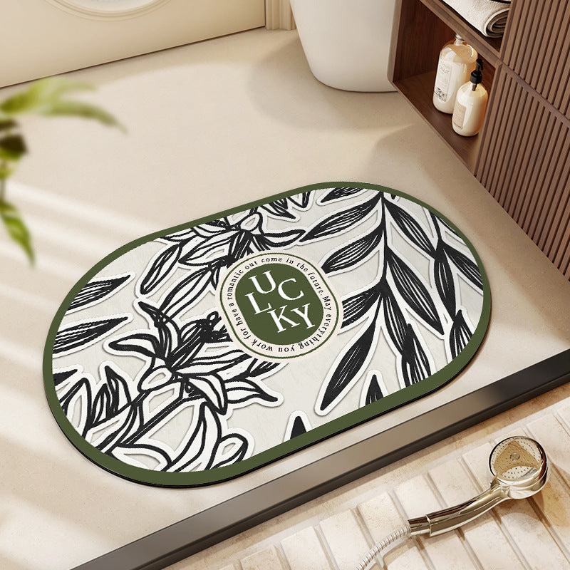 Floral Patterned Bath Mat Bowlift