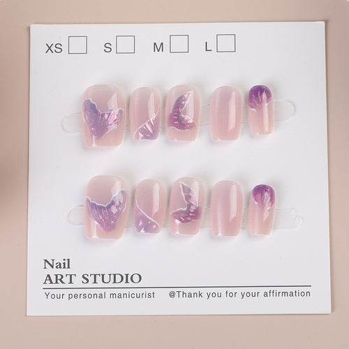 Butterfly Pattern Press-On Nail Set Bowlift