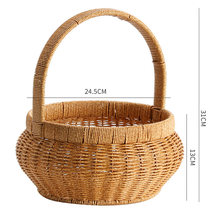 Unisex Handwoven Shopping Basket with Practical Handle Bowlift