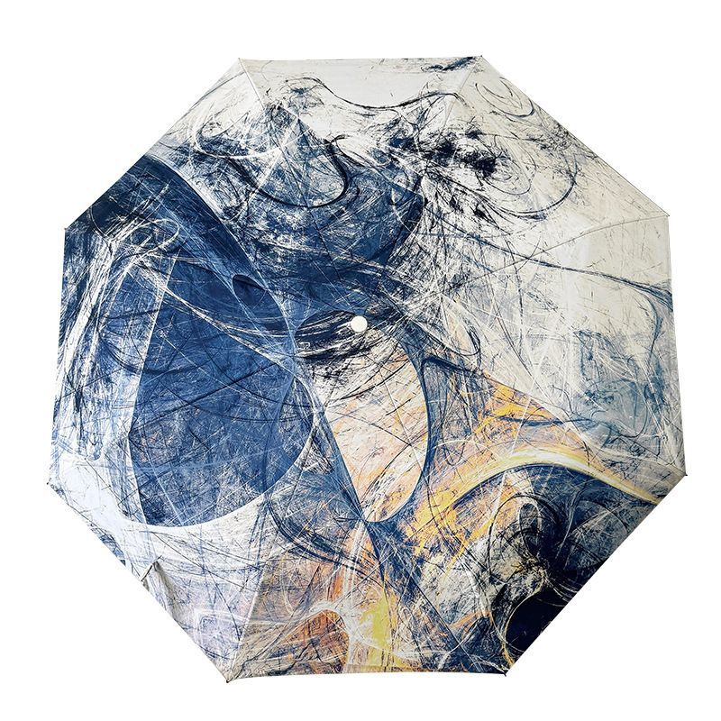 Ladies Folding Umbrella with Artistic Design and Automatic Opening Mechanism Bowlift