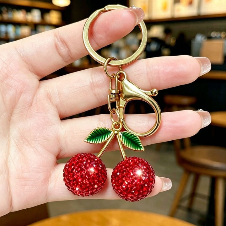 Glamorous keychain with sparkling cherries Bowlift