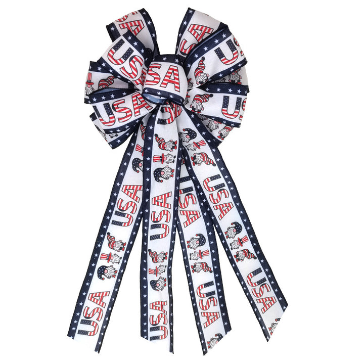 Unisex decorative bow in large size with long ribbons and star pattern for door and wall decoration Bowlift