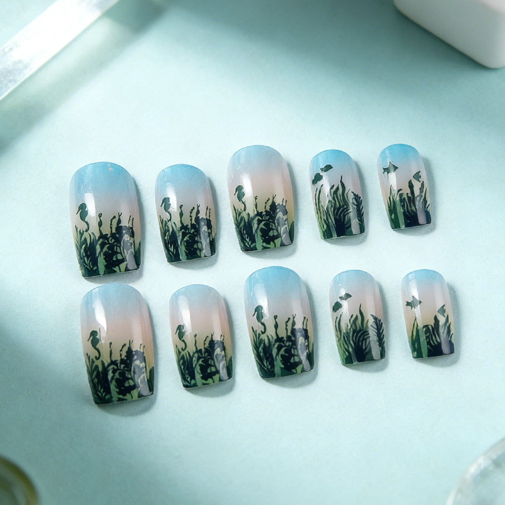 Ocean-Inspired Art Press-On Nails Bowlift
