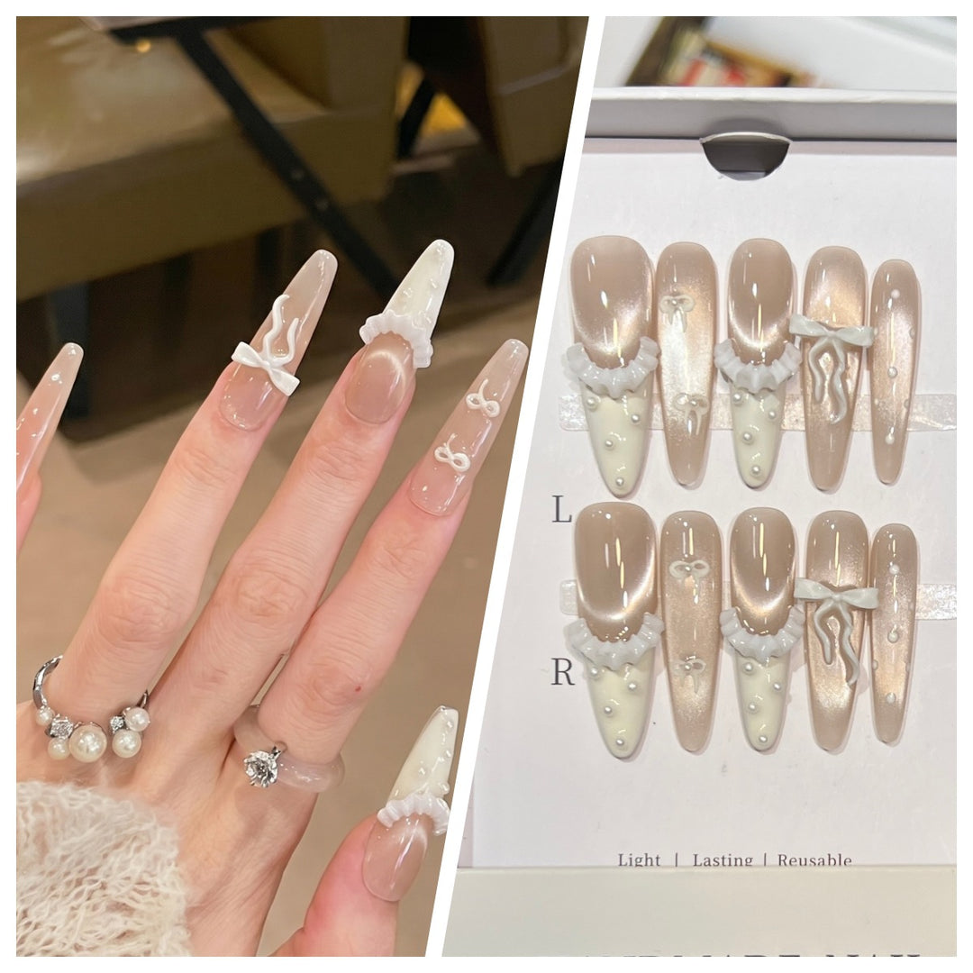 Artistic Stiletto Press-On Nail Set with Charming Patterns Bowlift