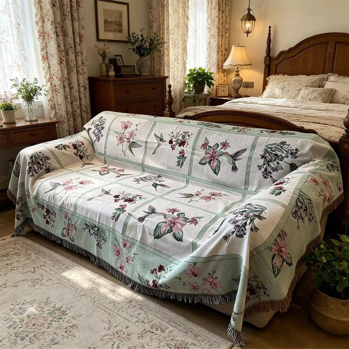 Elegant Floral Sofa Throw Cover