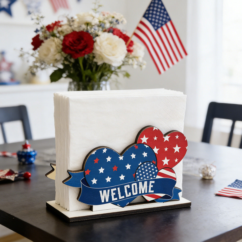 Unisex nan hand-painted deco set wooden gnomes trio with US flag design Bowlift