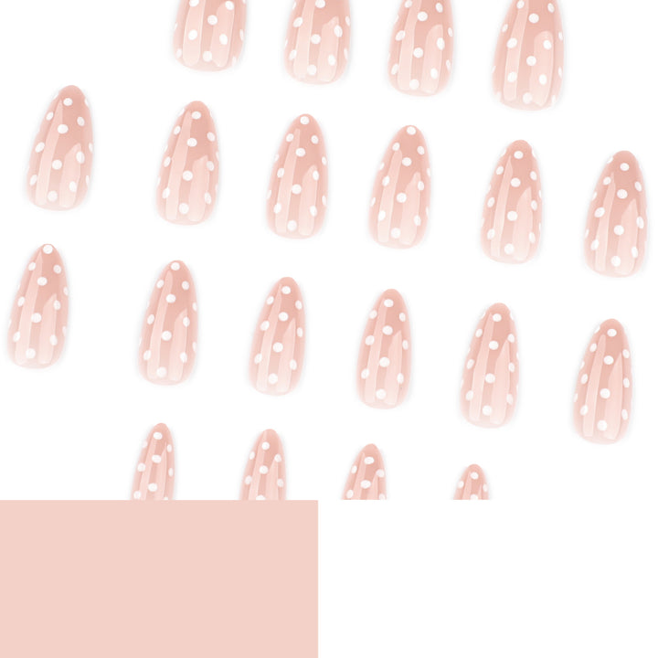 Artful Nail Extensions with Delicate Dots Bowlift
