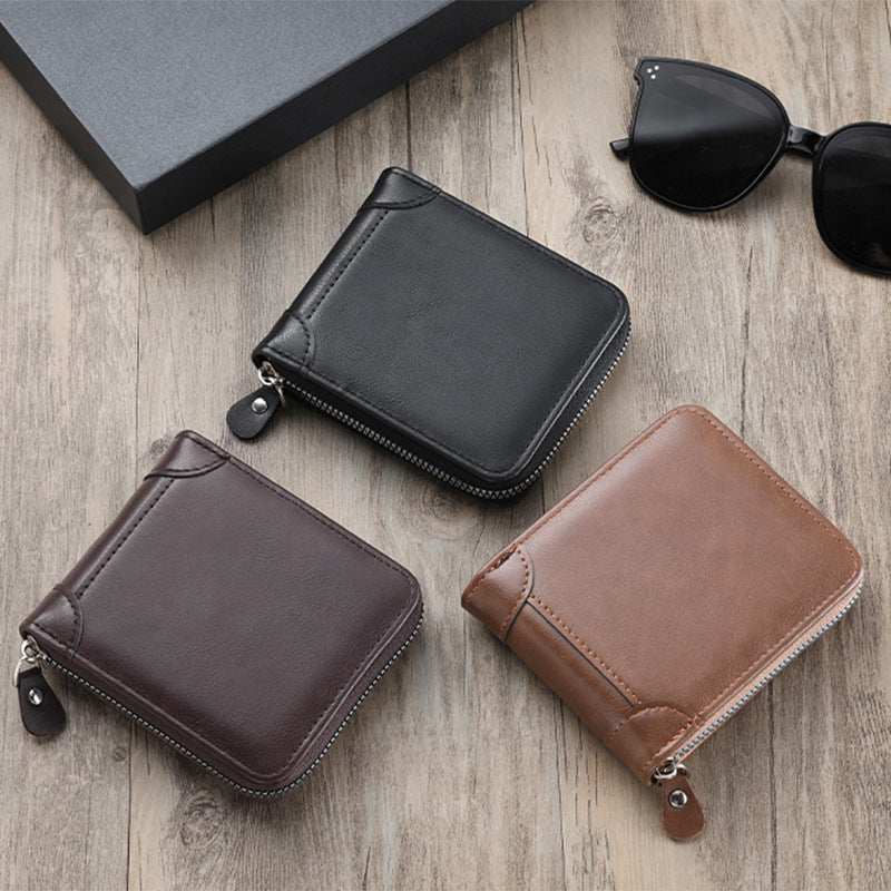 Compact Zip Leather Wallet Bowlift