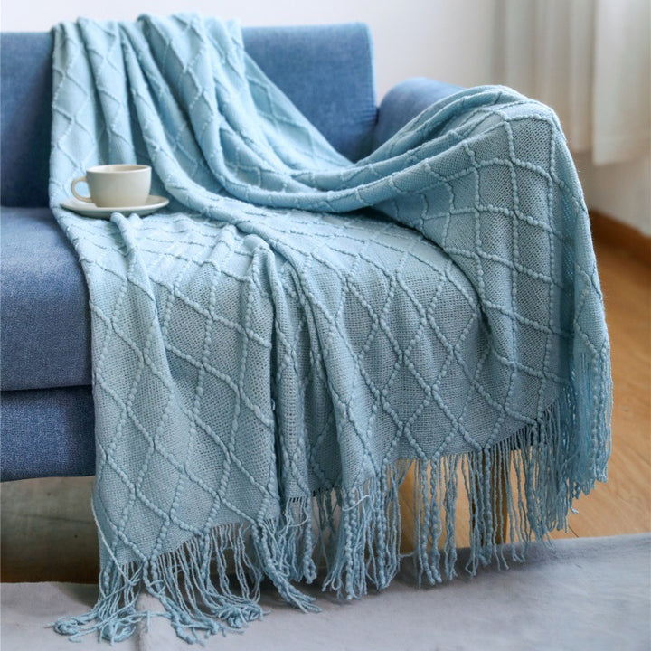 Women’s knitted blanket with textured wave pattern Bowlift