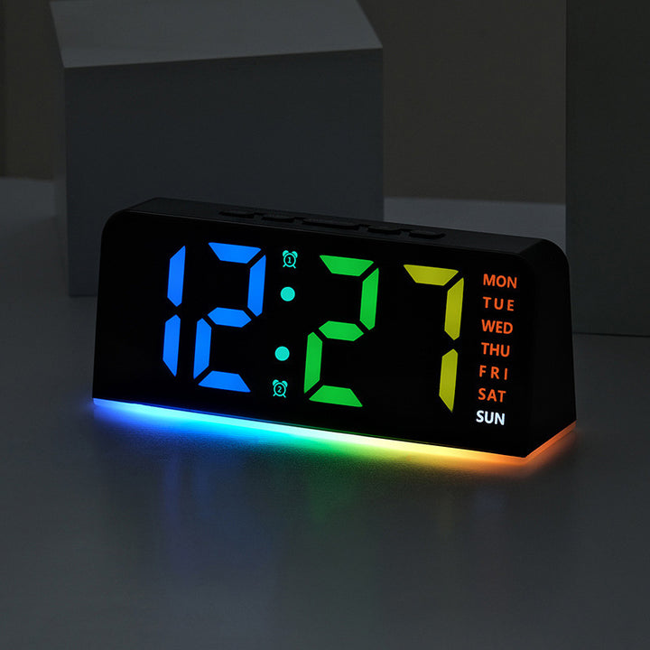 Digital radio alarm clock with color changing display Bowlift