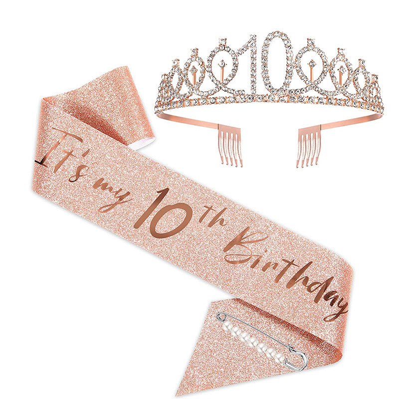 Ladies Sparkling Tiara with personalized 80th Birthday Inscription Bowlift