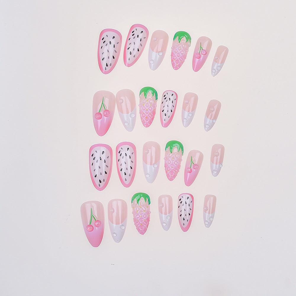Artistic Fruit-Themed Press-On Nail Set Bowlift