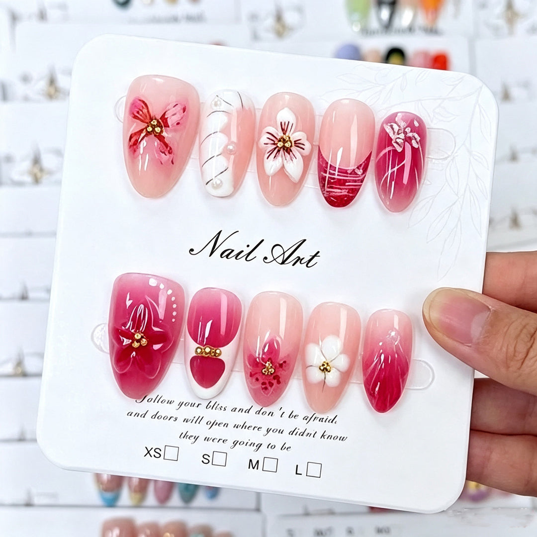 Premium Floral Press-On Nail Art Collection Bowlift