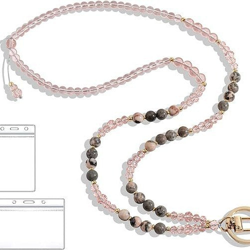 Beaded Lanyard with Retractable ID Holder Bowlift