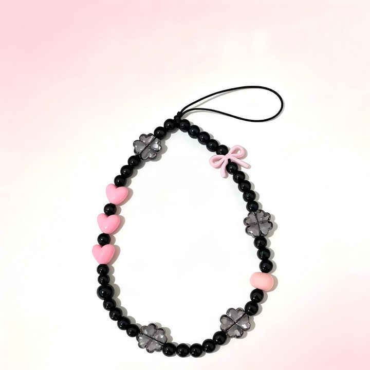 Playful Heart and Flower Bead Phone Charm Bowlift