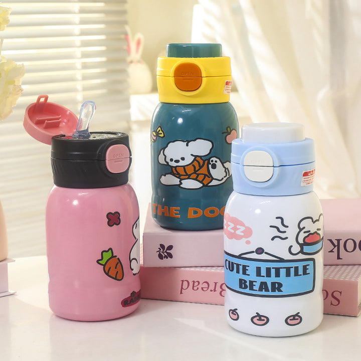 Women's insulated drinking bottle with practical drinking mechanism and playful design Bowlift