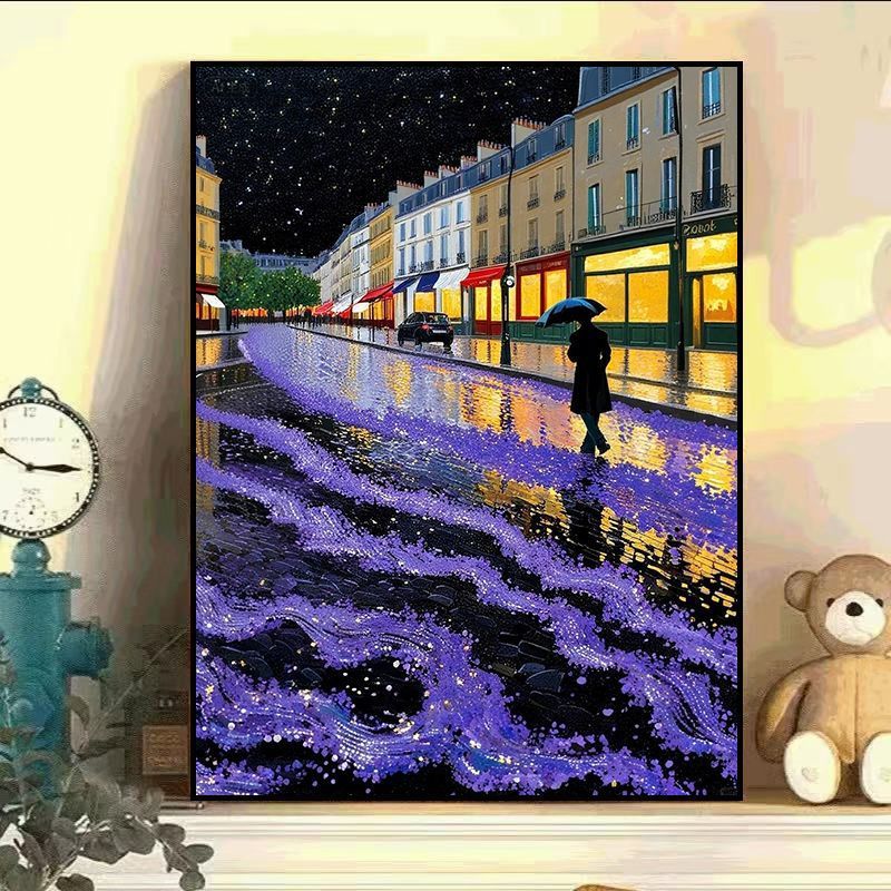 Eiffel Tower Night Scene Canvas Art Bowlift