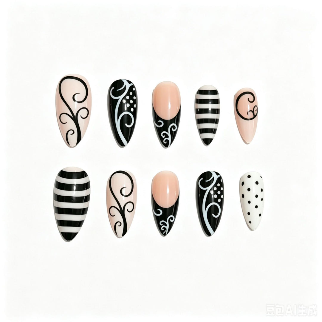 Artistic Stiletto Press-On Nail Art Set Bowlift