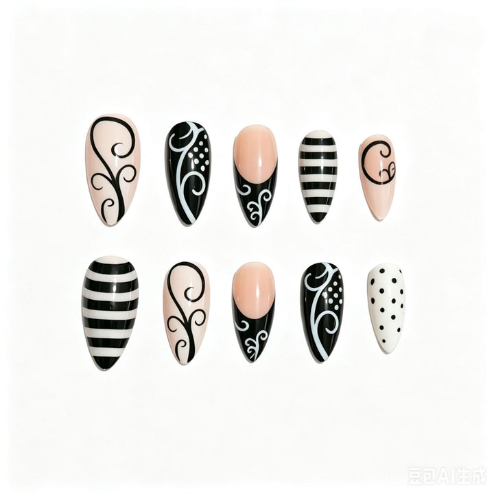 Artistic Stiletto Press-On Nail Art Set Bowlift