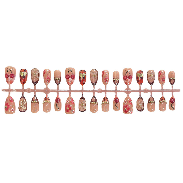 Artistic Floral Accent Press-On Nails Bowlift 1787225333