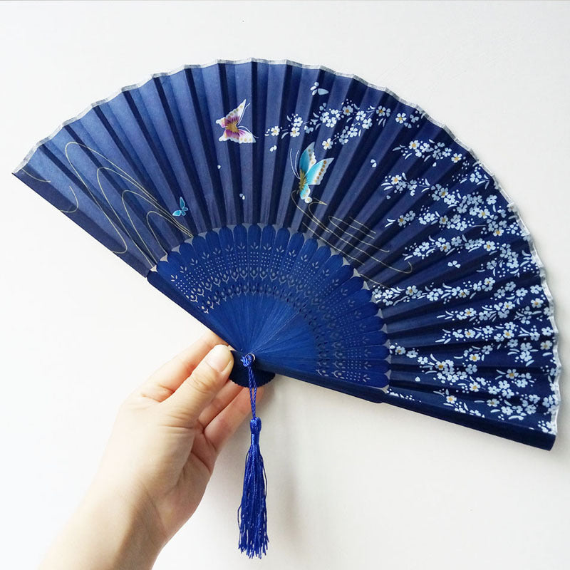 Women Elegant handcrafted fan with floral motifs Bowlift