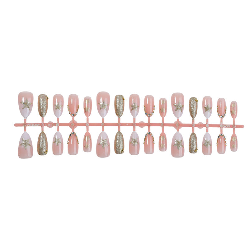 Glamorous Press-On Nail Art Set with Rhinestone Accents Bowlift