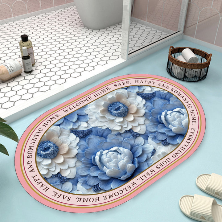 Floral Design Bath Mat Bowlift