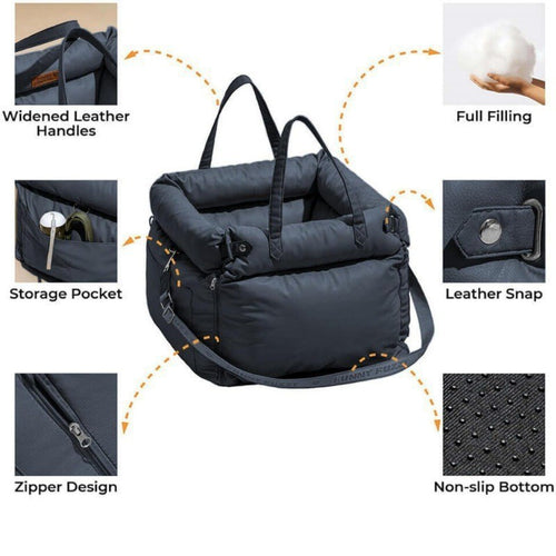 Pet car seat with secure harness Bowlift