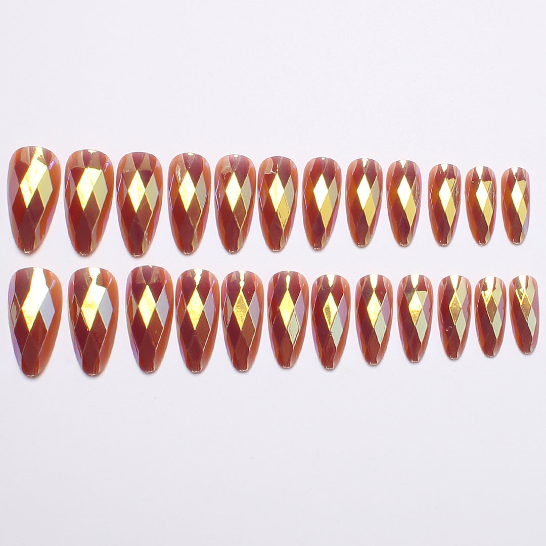 Diamond-Shaped Press-On Nail Set Bowlift