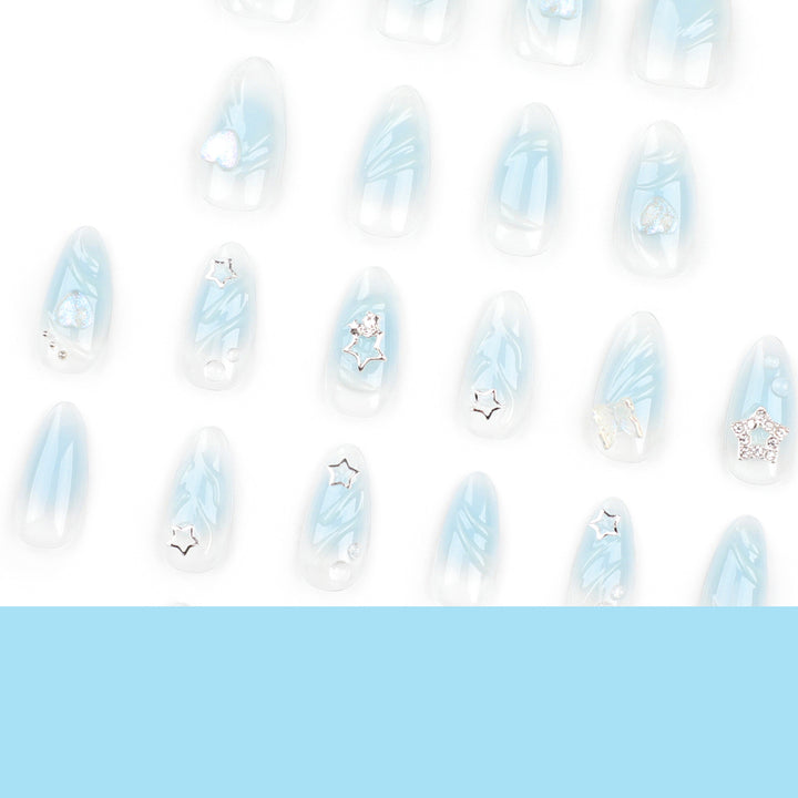 Artistic 3D Nail Extensions with Colorful Designs and Glitter Accents Bowlift
